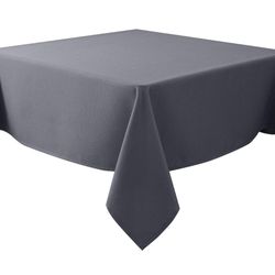 NEW 90x90 Inch Square Textured Dark Gray Tablecloth 