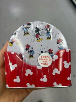 NWT Licensed Disney Minnie & Mickey Mouse Coaster 6pc Set with holder