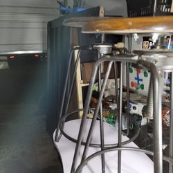 Pair Of Adjustable Metal Bar Stools