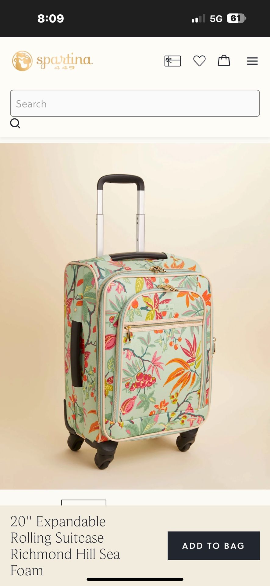 Brand New! Spartina 20” Rolling Suitcase