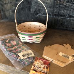Longaberger Vintage 1999 Large Natural Easter Basket Liner, Wooden Bunny Divider 
