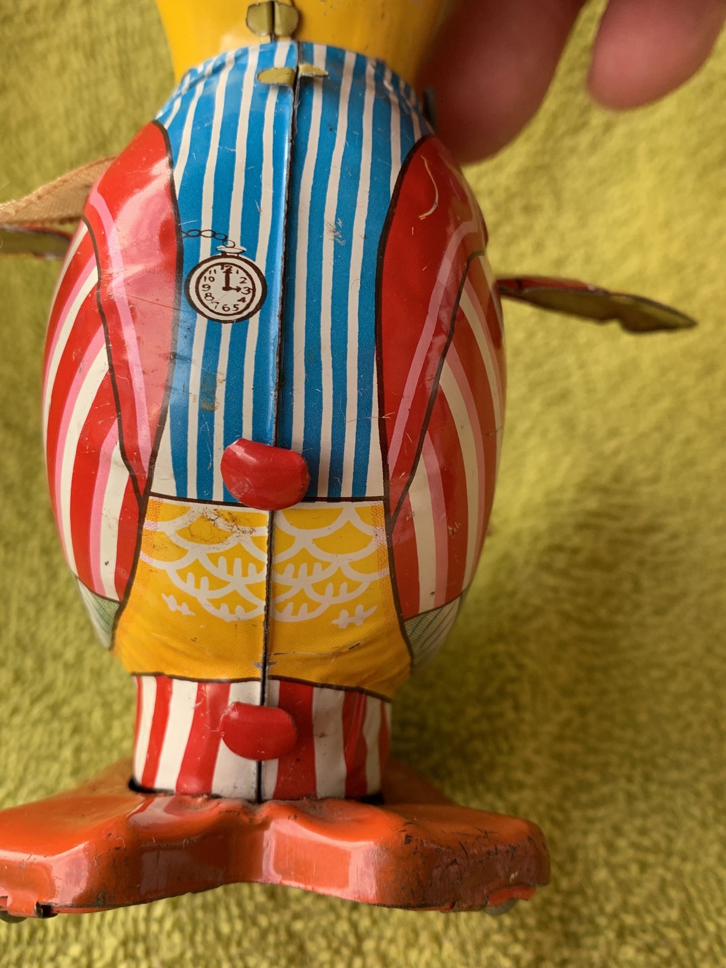 Rare 1940s Daito Tin Litho Friction Toy Duck Japan Nice Bright Colors