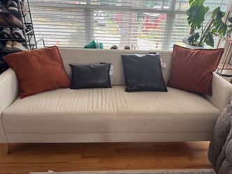 IKEA Cream Fabric Sofa with Wood Legs