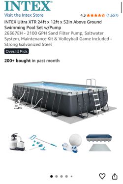 INTEX Ultra XTR 24’ x 12’ x 52” Rectangular Above Ground Pool – Used Once – Excellent Condition