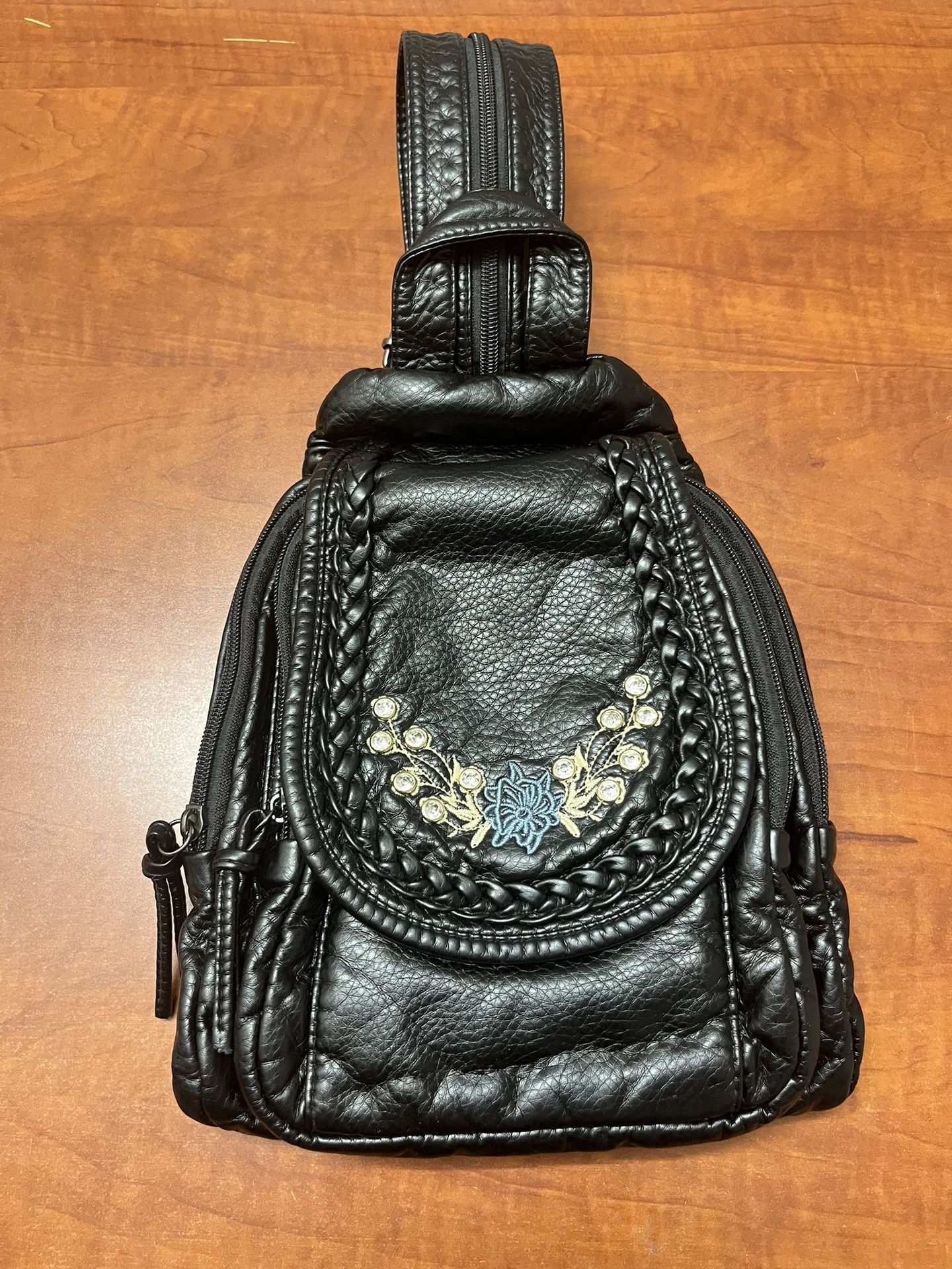 Mini Backpack Purse – Black PU Leather – New