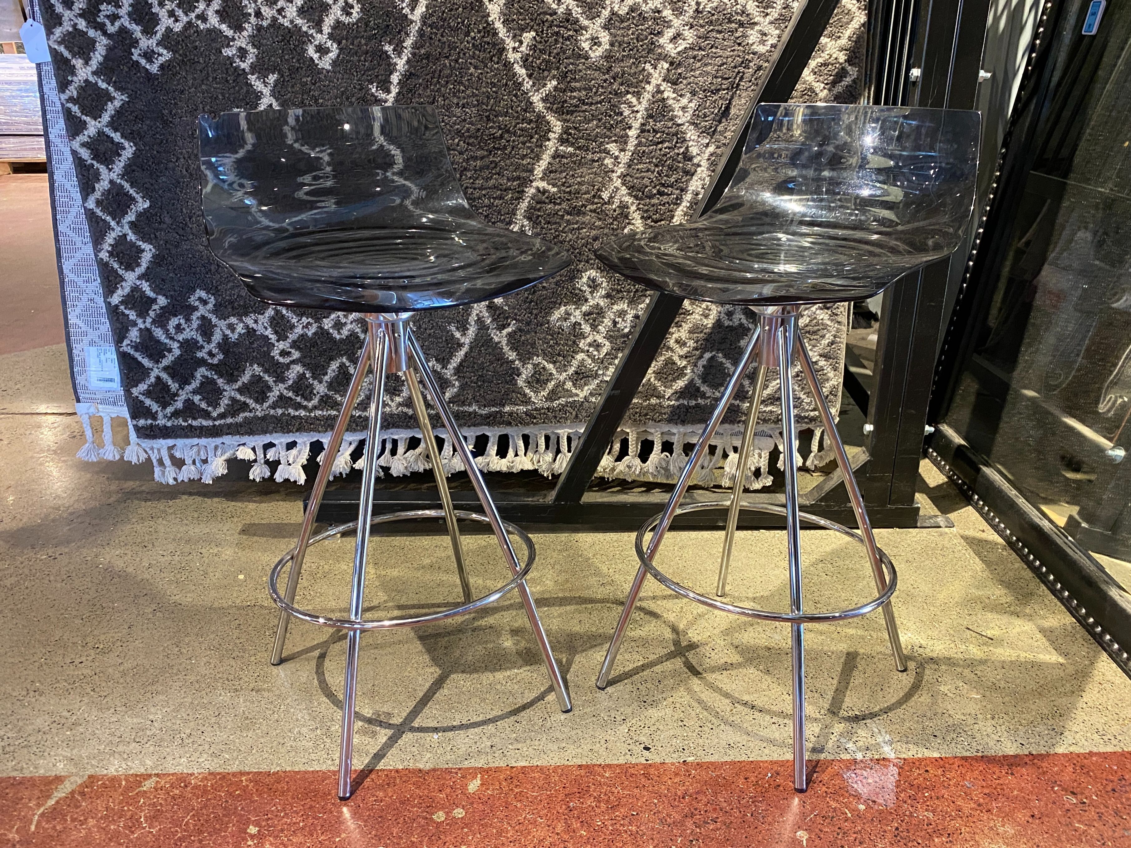 Minimal Modern Acrylic Seat Barstools (Set of 2)