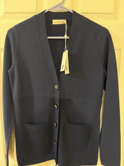 Tory Burch Classic V-Neckline Navy Blue Button-Down Cardigan ( Brand New With Tags)—S(Can Fit S-M)