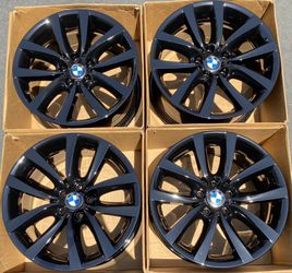 19" BMW 550i 525i 528i Factory Wheels Rims Gloss Black OEM 5 series Staggered
