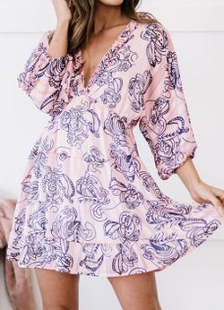 women's Pink Ruffle Tiered Babydoll Style Mini size l / xl