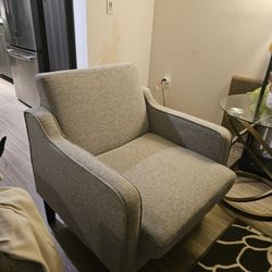 Set of 2 Gray Living Room Chairs Reading Chair for Bedroom Scooped Arm Chair Mid Century Modern Accent Chair Upholstered Comfy Chair