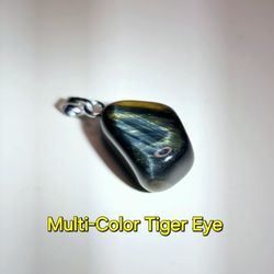 1pc Natural Multi-Color Tiger Eye Small Polished Gemstone Jewelry Craft Charm or Bead Pendant
