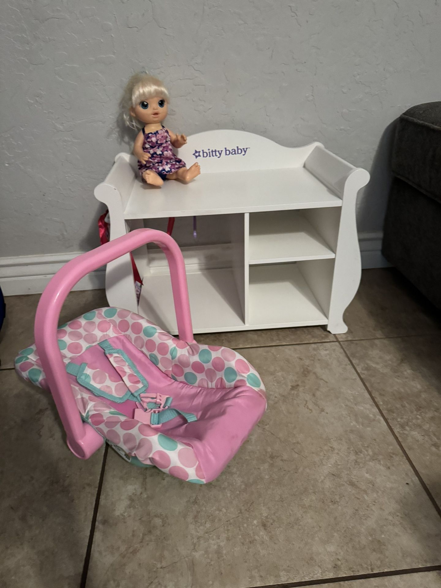 American Doll Changing Table With Doll And Carrier