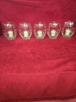 Set of 5 Clear Glass Votive Candle Holders
