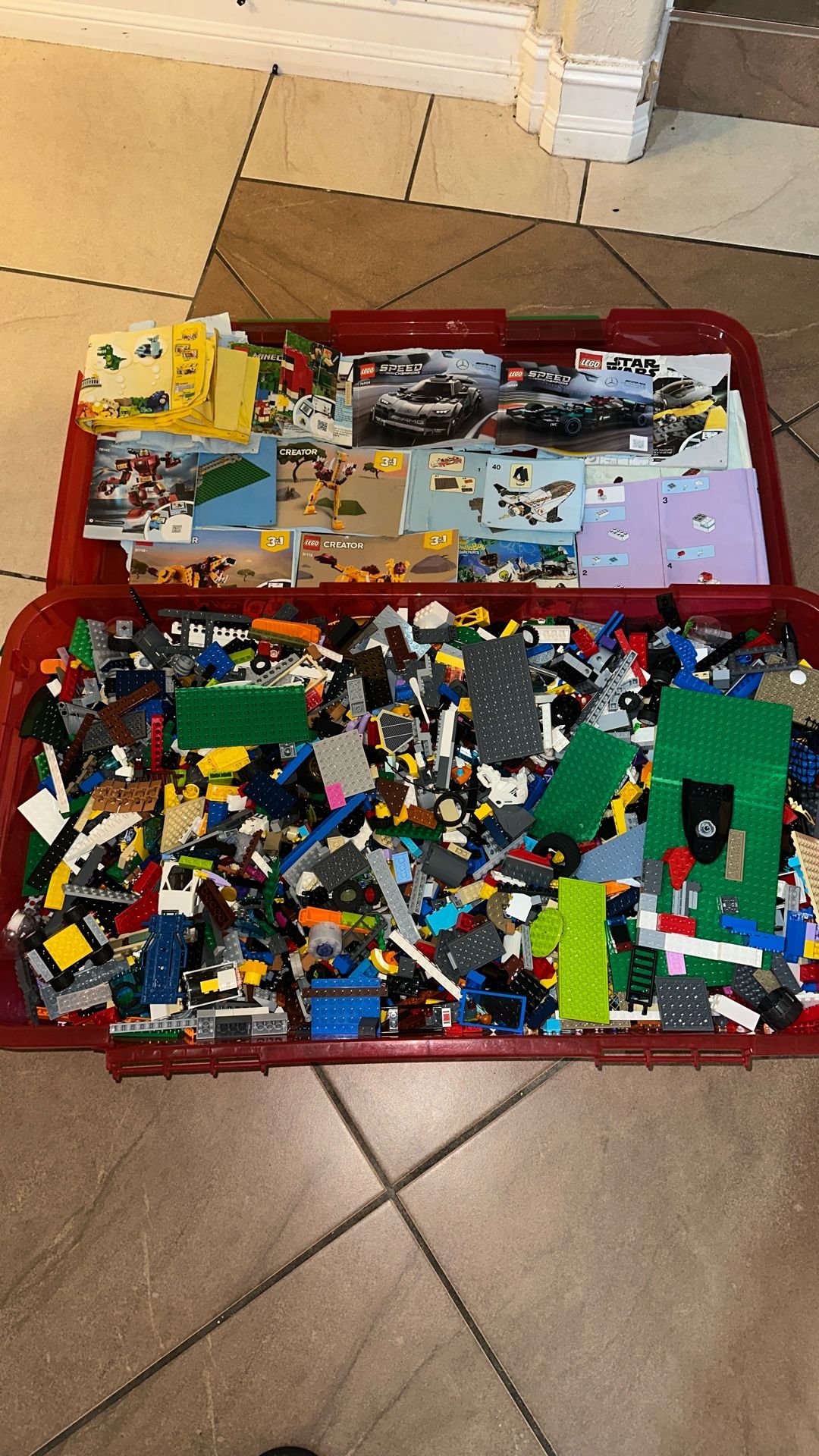 Huge Lot Lego With Instruction Books