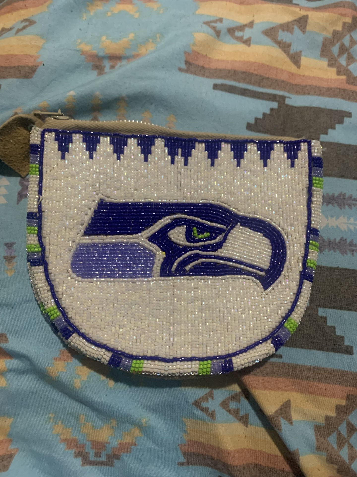 Seahawks Beaded Coin Purse