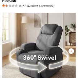 LACOO Rocking Gray Fabric Recliner Chair with Power Massage Function, Single Sofa with 2 Cup Holders Side Pockets