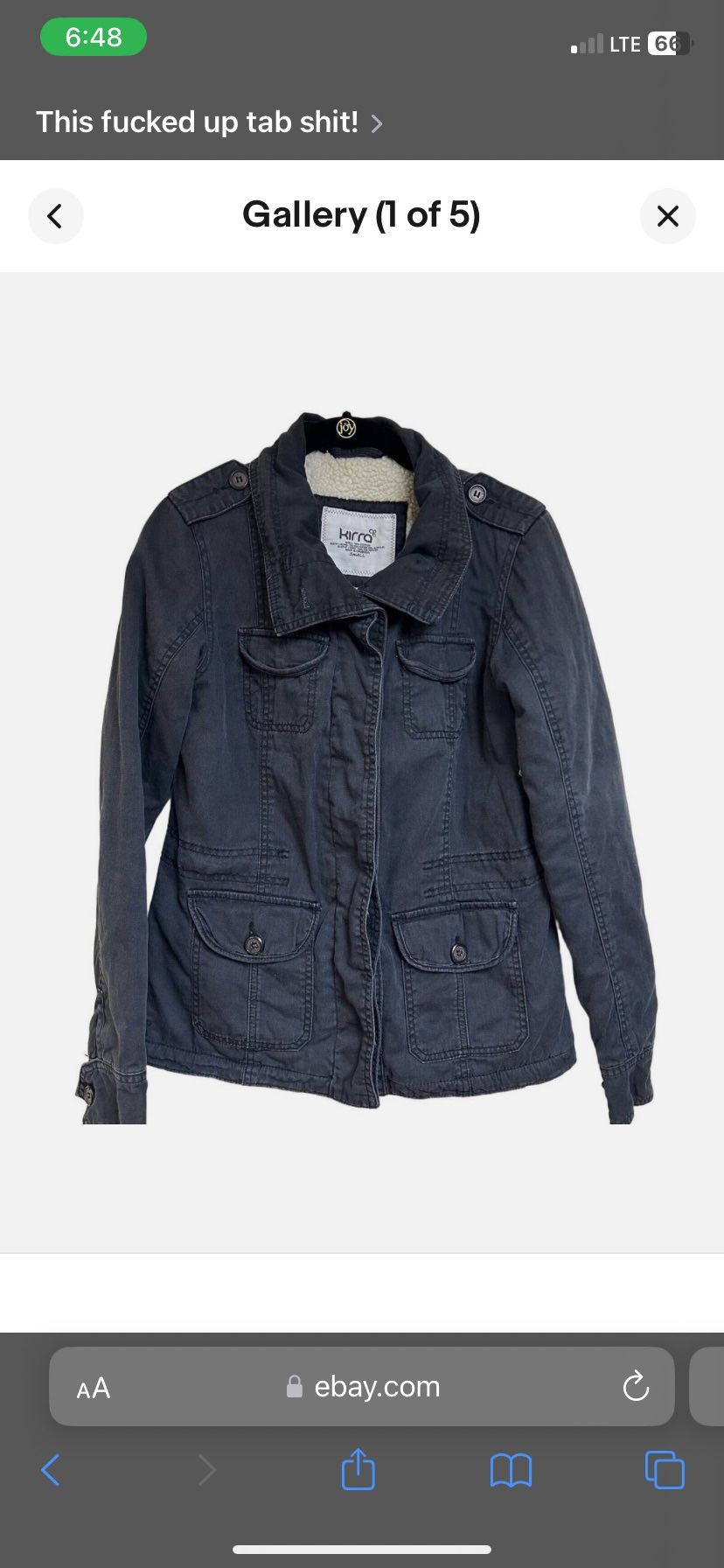 Kirra Navy Blue Cargo Sherpa Jacket Unisex Medium