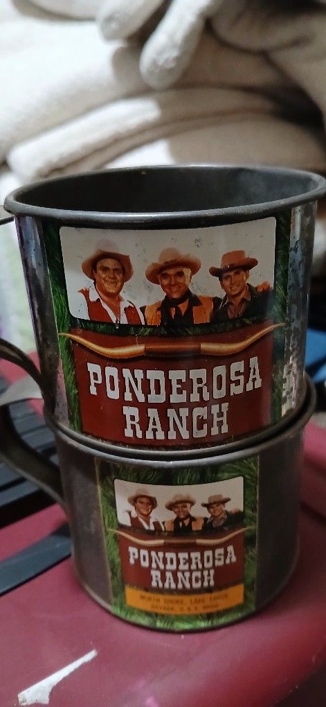 PonDerosa RANCH tin Coffee Mugs Vintage