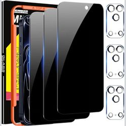 3 Pack Privacy Screen Protector for iPhone 17 Pro Max [Phone Case Friendly] Accessories Private Film, 3 Pacs Tempered Glass Camera Lens Protector,