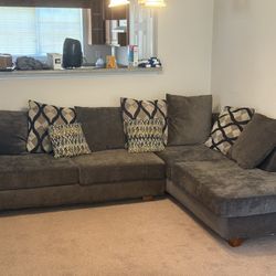 Gray Suede Sectional Couch For sale $600 OBO No Delivery Must Pick Up In Riverdale Ga