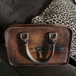 Berluti Brown Scritto Leather Un Jour Messenger Bag