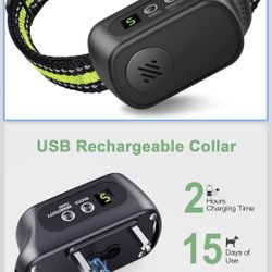 Rechargeable Dog Bark Collar with Beep Vibration and Shock,Anti Barking Collar for Small Medium Large Dogs, Humane Dog Training Device with 5 Adjustab