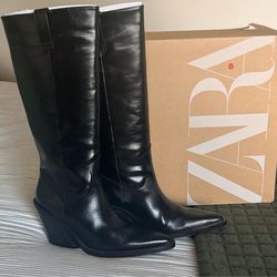 Zara western knee high boots