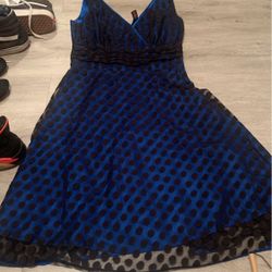 Short Sleeve Black And Blue Dress 