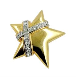 Joan Rivers  Wrapped Star Brooch Pin, 1.75 in, Classic Collection, Gold Plated