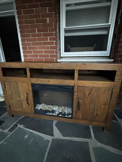 Rustic Electric Fireplace TV Stand – Great Condition