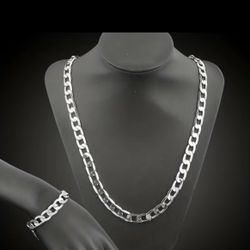 Dos Piezas. Pulsera Y  Cadena  De Acero Inoxidable 