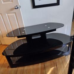 Black Temperate Glass  Stand With Three Shelves For TV 42"- 55"