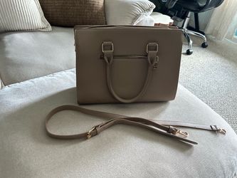 Taupe Miztique Handbag with Crossbody Strap