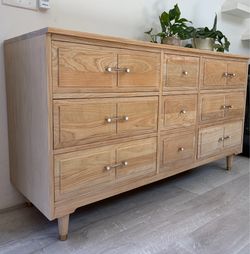 Mid century modern solid ash wood 9 drawer dresser | sideboard