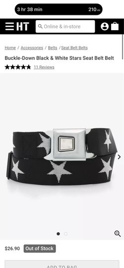 Buckle Down Black and White Stars Seat Belt Belt