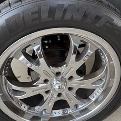 22” DAAT Chrome Rims with Delinte Tires 305/45R22 – Set of 4