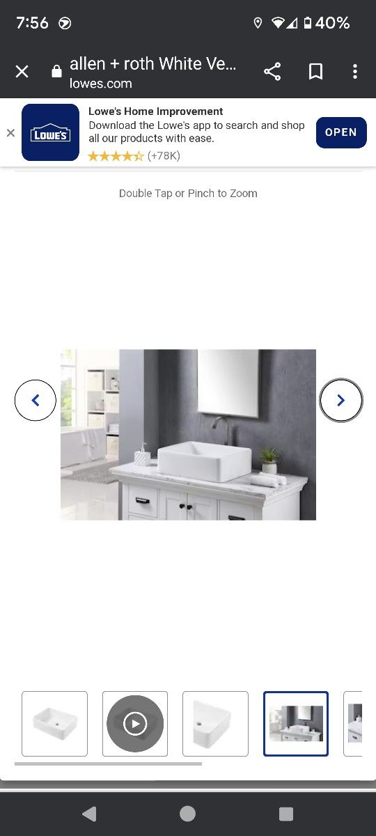 Allen & Roth Vessel Sink White Rectangle New In The Box Never Opened $60