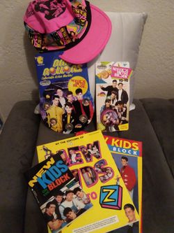 Vintage New Kids on the Block Merchandise: Yo Yo, Marbles, Hat, Books