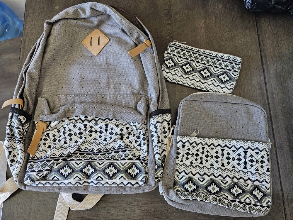 Backpack 3 Pc Set W/ Shoulder Bag And Pencil Bag