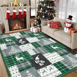 Christmas Living Room Area Rug 9x12 Patchwork Holiday Decor Area Rugs for Bedroom Large Xmas Decor Boho Rug Non Slip Christmas Tree Dining Room Throw