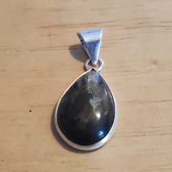Laborodite Wrapped In Sterling Silver Pendant. 