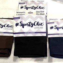 Sporty Chic Leisure Seamless Fleece Lined Soft Leggings-Woman’s One Size Fits Most. 4 (Four Pack) New!