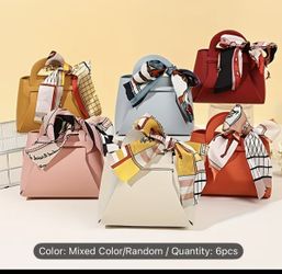 6pcs Faux Leather Gift Bags with Bow Ribbon - Perfect for Weddings, Bridal Shower, Birthday, etc. - Reusable Mini Handbag Design, Suitable for Party G