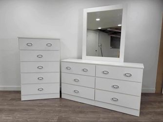 Dresser White Mirror and Chest 💎 Cómoda con Espejo Y Gavetero