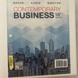 contemporary Business 18Th Edition Boone Kurtz
