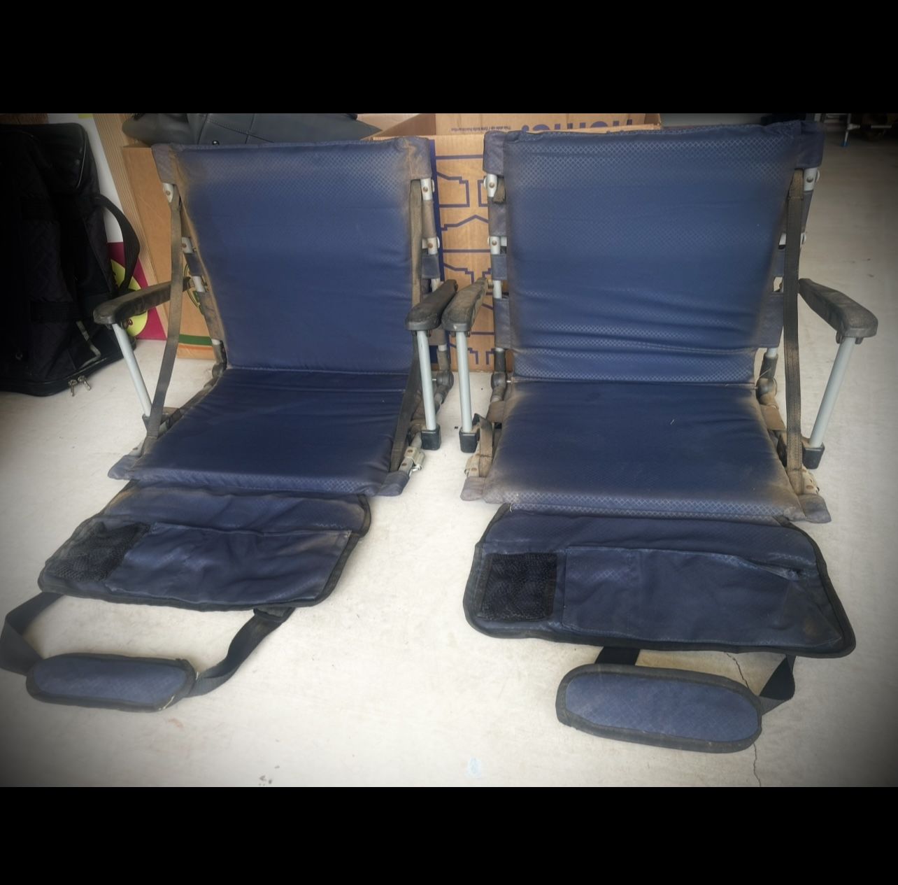 Foldable Blue Bleacher/Beach Chairs (Set)