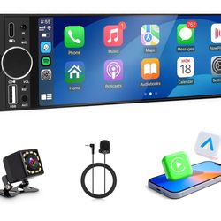 🌼 Single Din Radio for Car - Supports Apple Carplay & Android Auto，6.28 inch Single Din Touchscreen Radio with Bluetooth，Backup Camera，Enhanced Mic，U