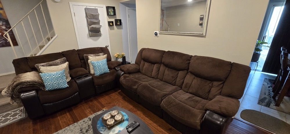 Manual Recliner Sofa And Love Seat
