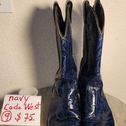 CODE WEST NAVY! Ladies Cowboy Boot Size 9