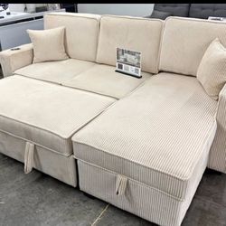 New Sleeper Sectional Couch With Storage / Free Delivery 